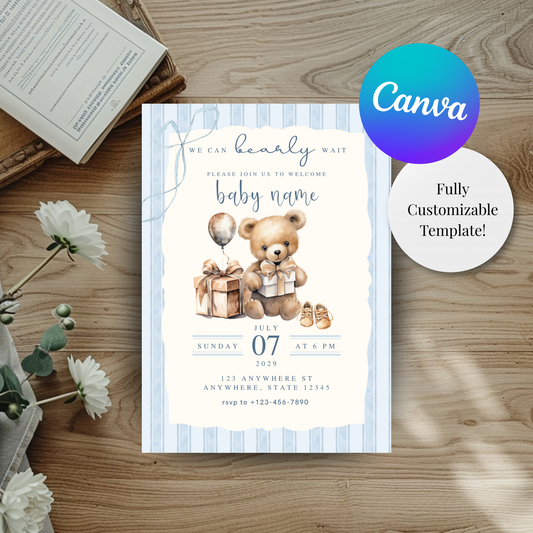 Teddy Bear Baby Shower Invitation Template