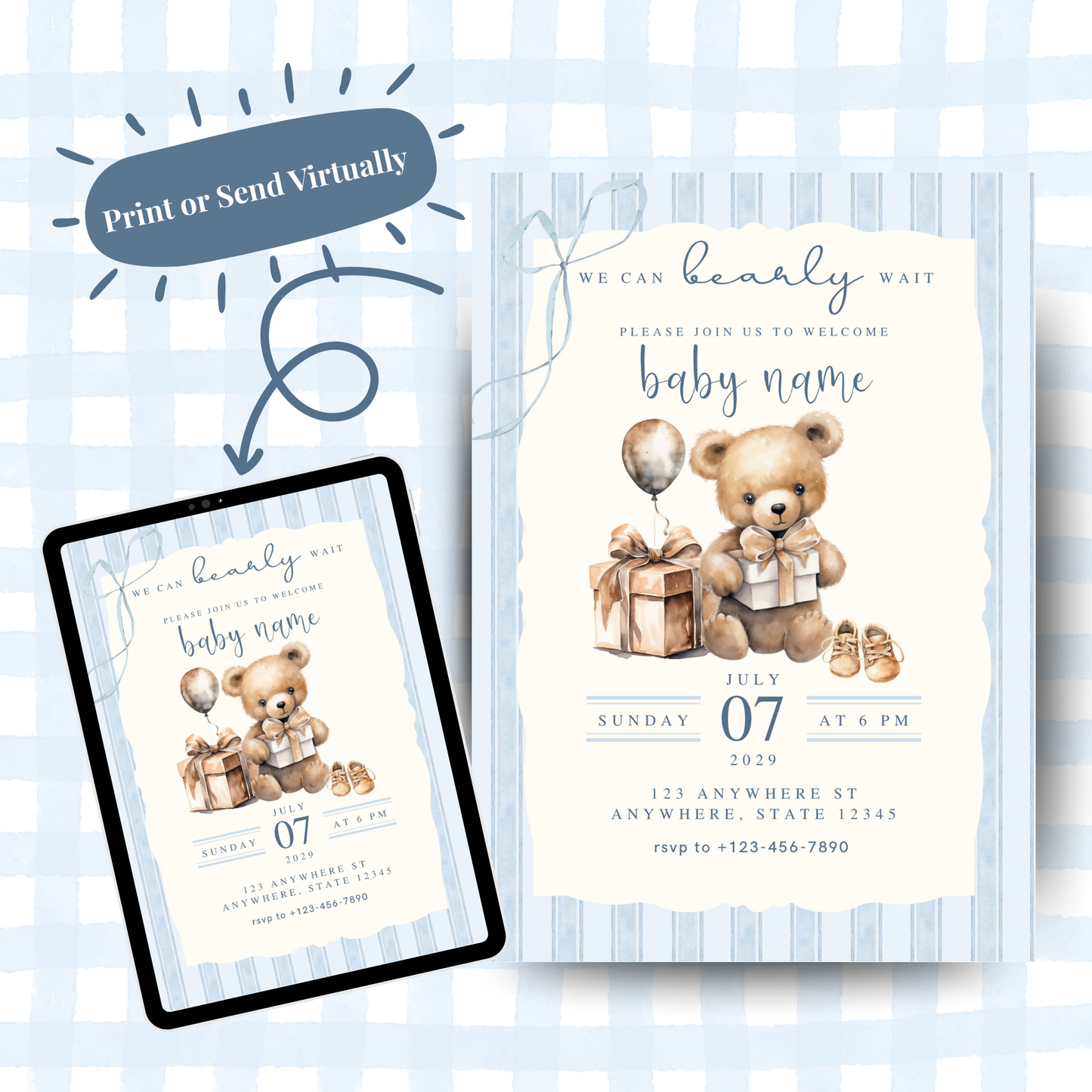 Teddy Bear Baby Shower Invitation Template