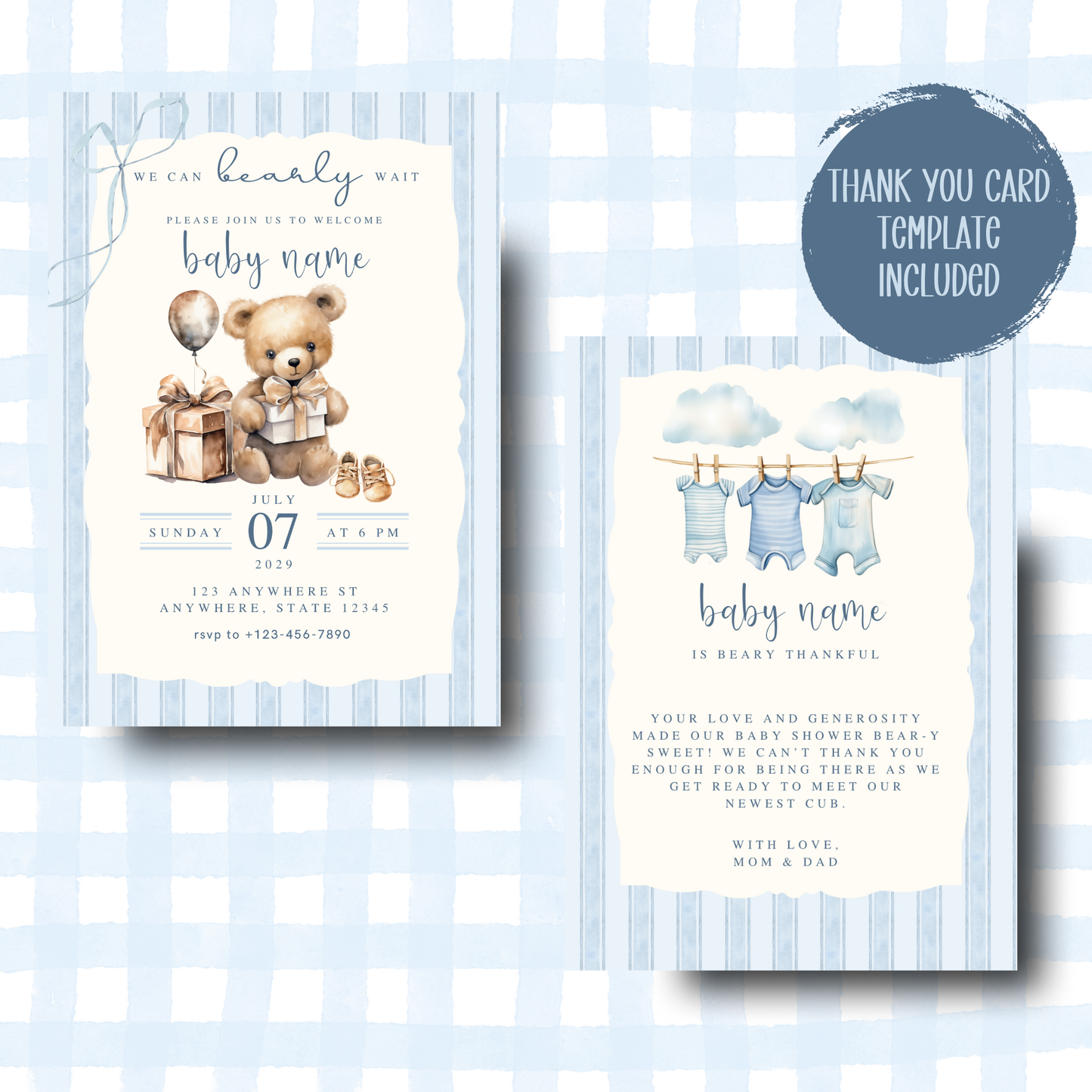 Teddy Bear Baby Shower Invitation Template