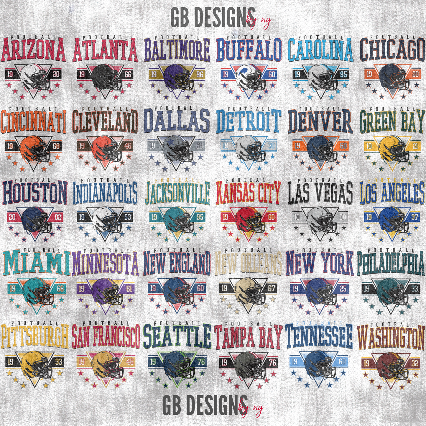 Game Day Vintage Bundle – 30 NFL-Inspired Team Designs